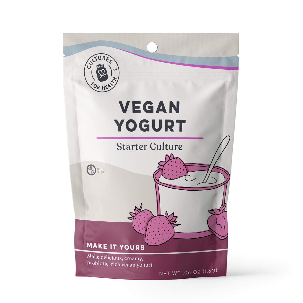 Cultures For Health front packaging showing four direct‑set packets and clear labeling for easy use