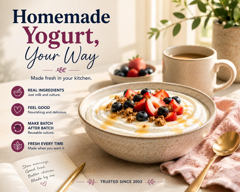 Cultures For Health yogurt served with granola and berries, great breakfast option