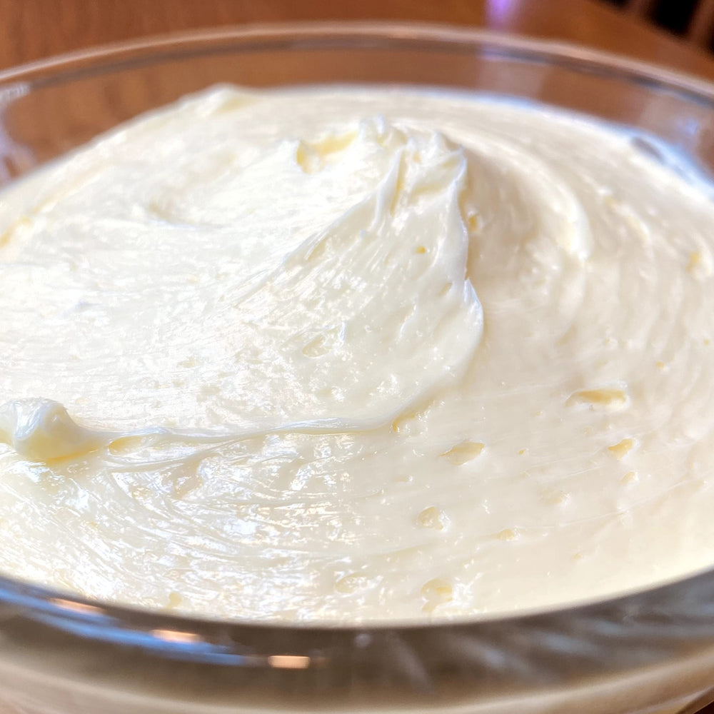 Bowl of cultured sour cream made with Cultures For Health starter showing fresh tangy flavor
