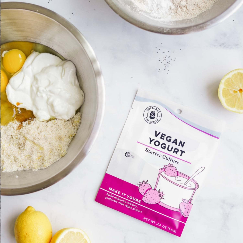 Cultures For Health creamy vegan yogurt texture closeup highlighting thick, spoonable consistency