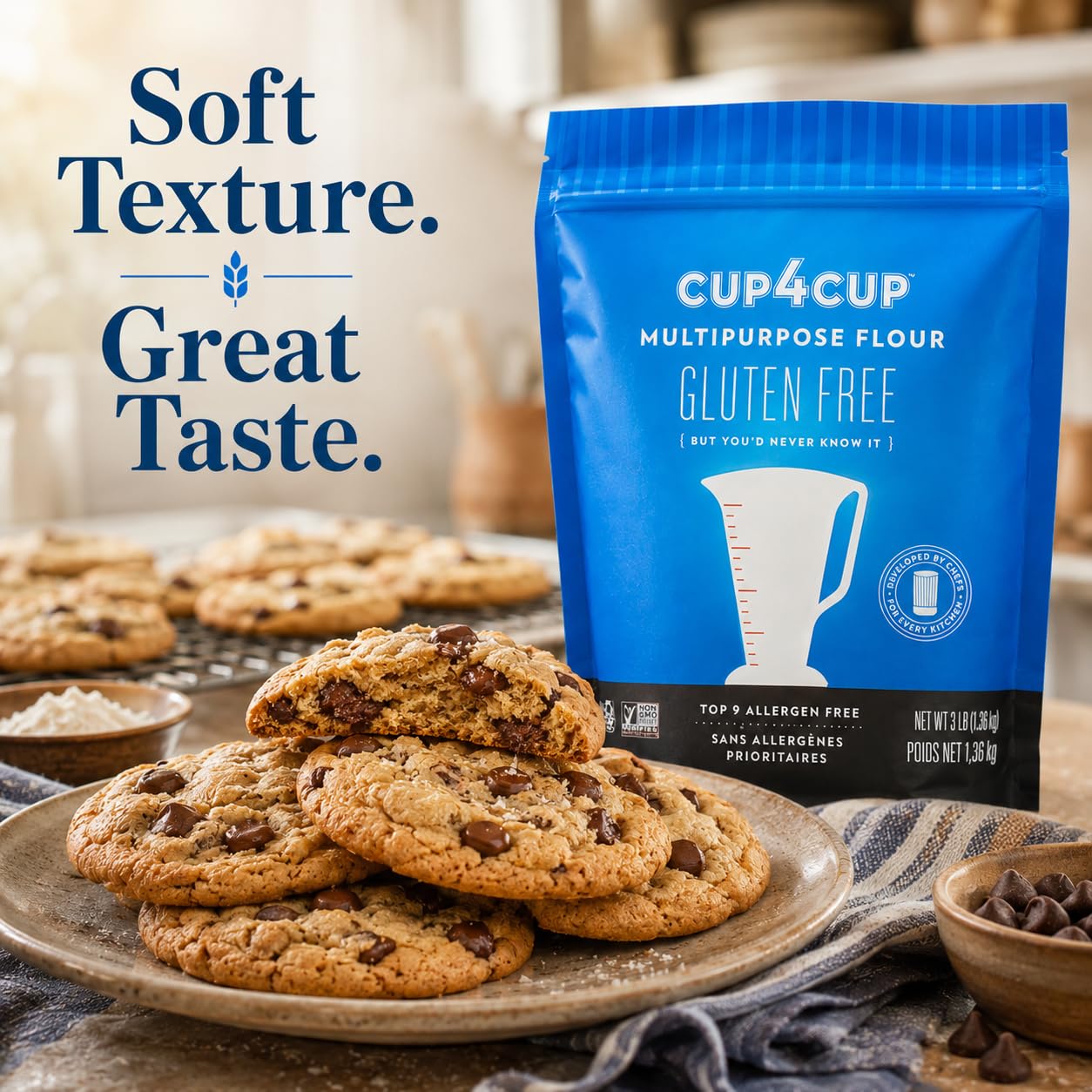 Cup4Cup bag label close-up showing ingredients and clear product information