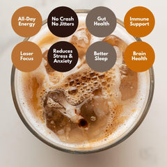 Cuppa Healthy Coffee brewed cup with caramel foam demonstrating satisfying flavor