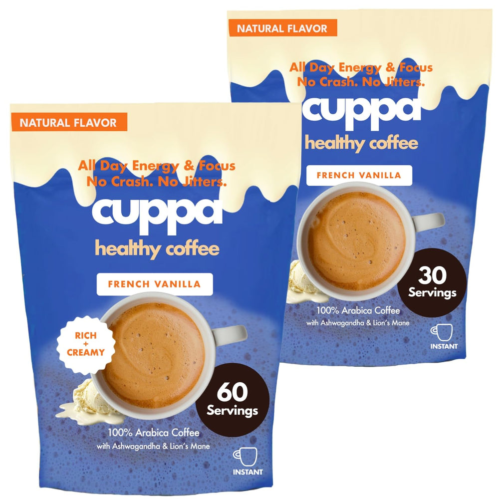 Cuppa Healthy Coffee front packaging showing product name and servings