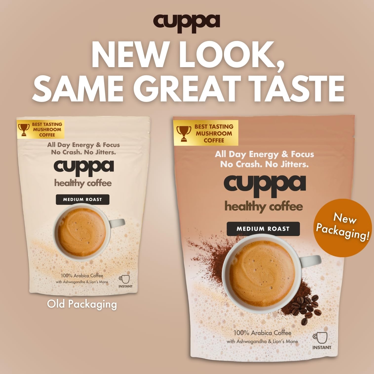 Cuppa Healthy Coffee powder close-up highlighting fine texture for quick mixing