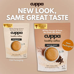 Cuppa Healthy Coffee powder close-up highlighting fine texture for quick mixing