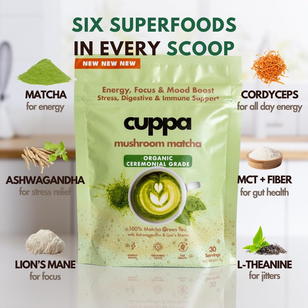 Cuppa Healthy Coffee whisked matcha in bowl ready to drink for focused energy