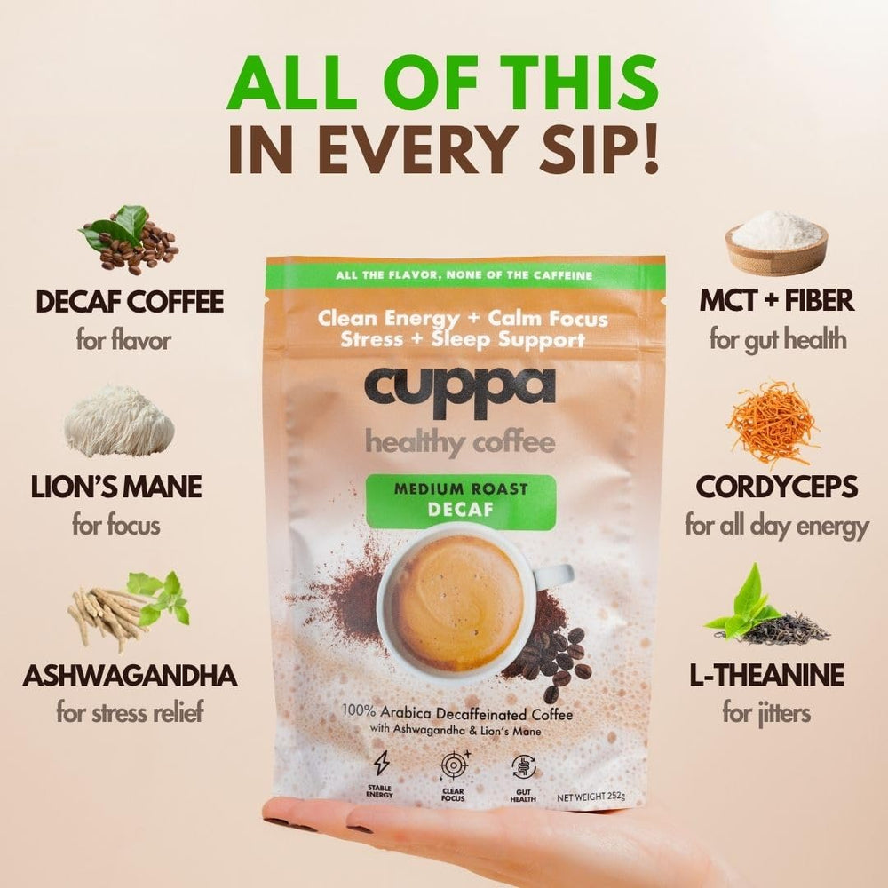 Cuppa Healthy Coffee granules texture highlighting instant convenience
