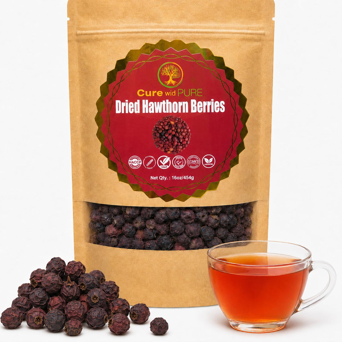Cure wid Pure front packaging showing organic 16oz pouch and resealable closure for freshness