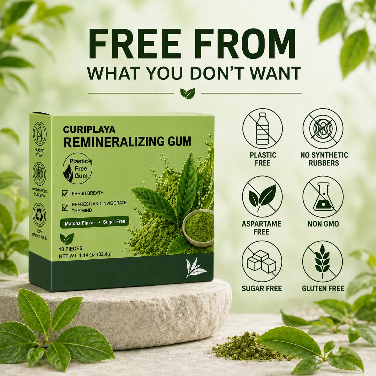 CURIPLAYA gum in use after coffee to freshen breath quickly