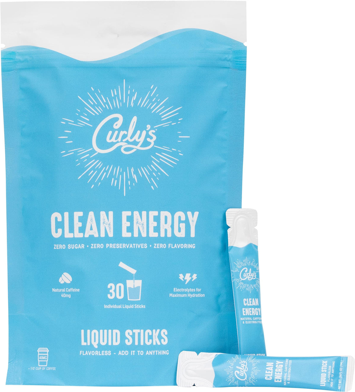 Curly's front packaging showing 30 stick boxes and brand clarity
