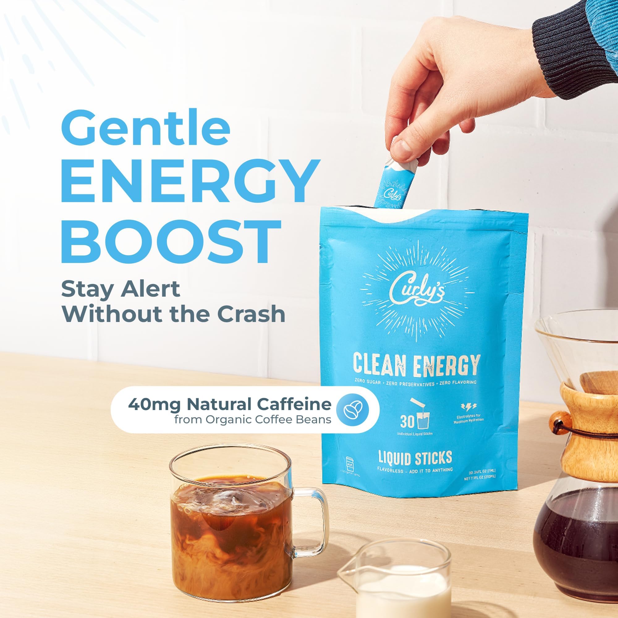 Curly's mixed in coffee demonstrating preserved flavor and subtle boost