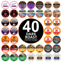 Custom Variety Pack front packaging showing 40 dark roast pods and brand mix for convenience