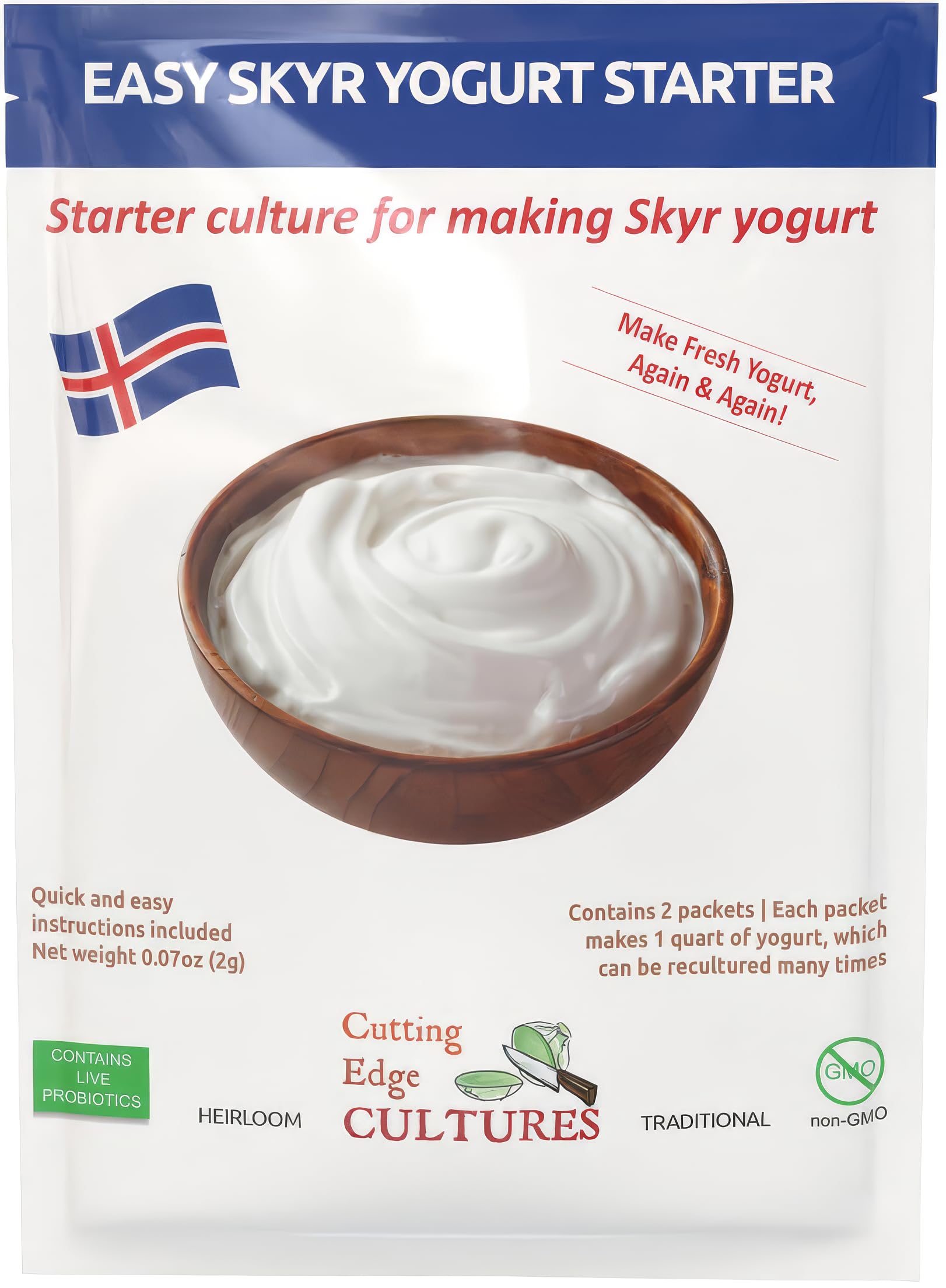 Cutting Edge Cultures front packaging showing starter kit and benefits