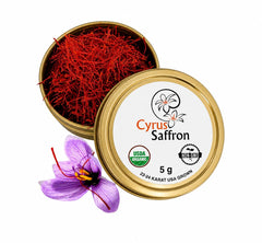 Cyrus Saffron front jar showing sealed premium packaging and freshness