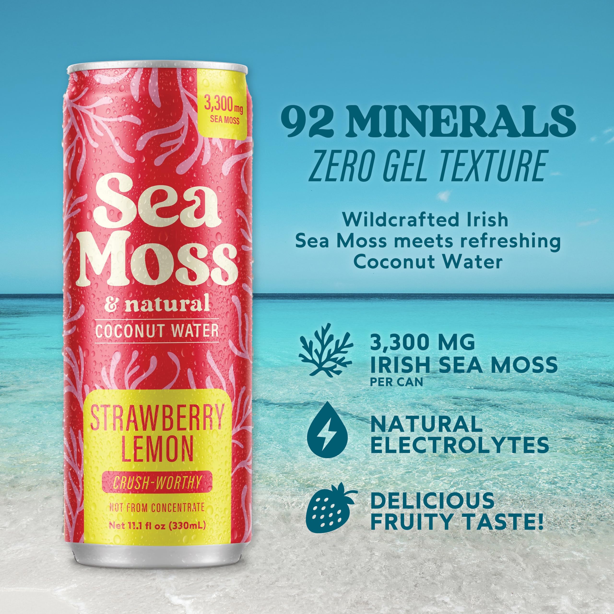 Da Bomb Sea Moss close-up label reading 3,300 mg sea moss, conveys product transparency