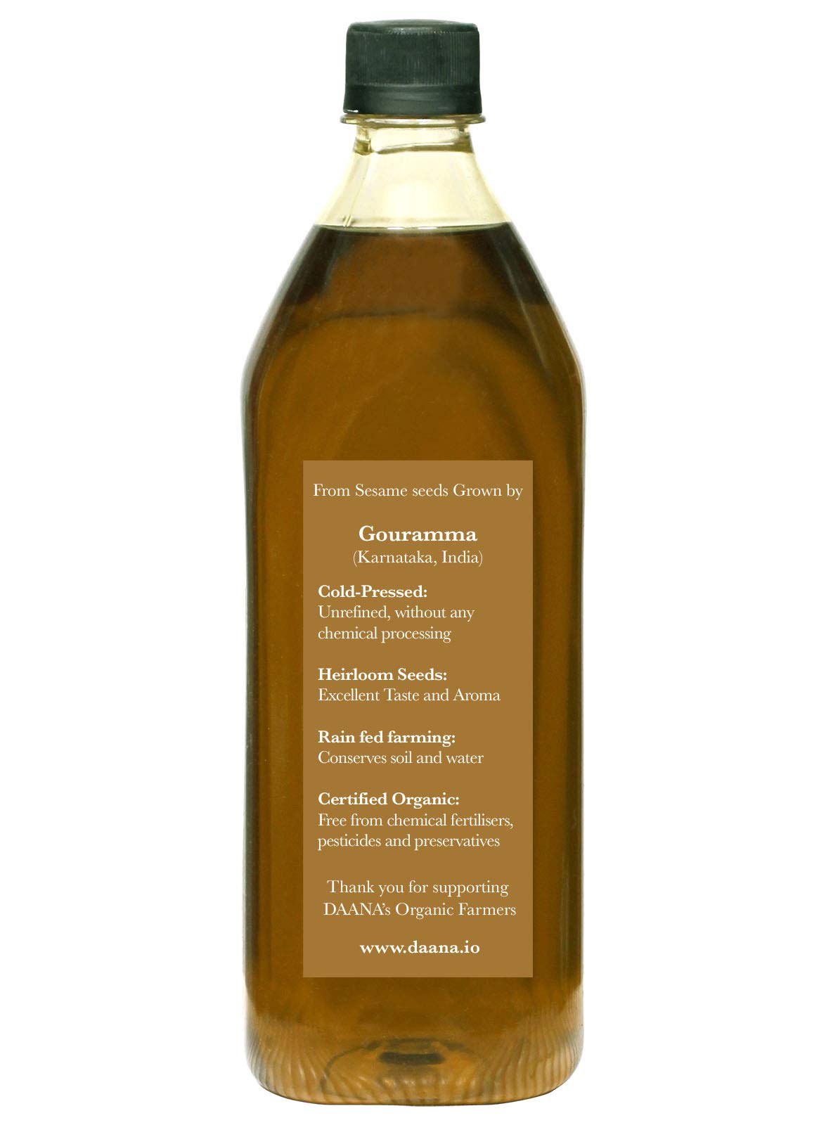 Close-up of sesame seeds and oil texture showing Daana purity benefits
