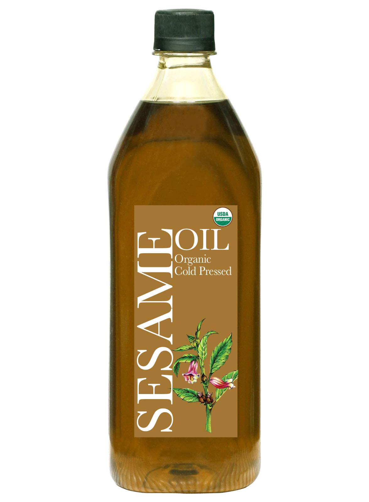Daana sesame oil front label showing organic certification and bottle benefit