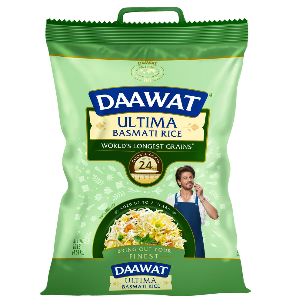 DAAWAT 10 lb front bag showing packaging and premium rice
