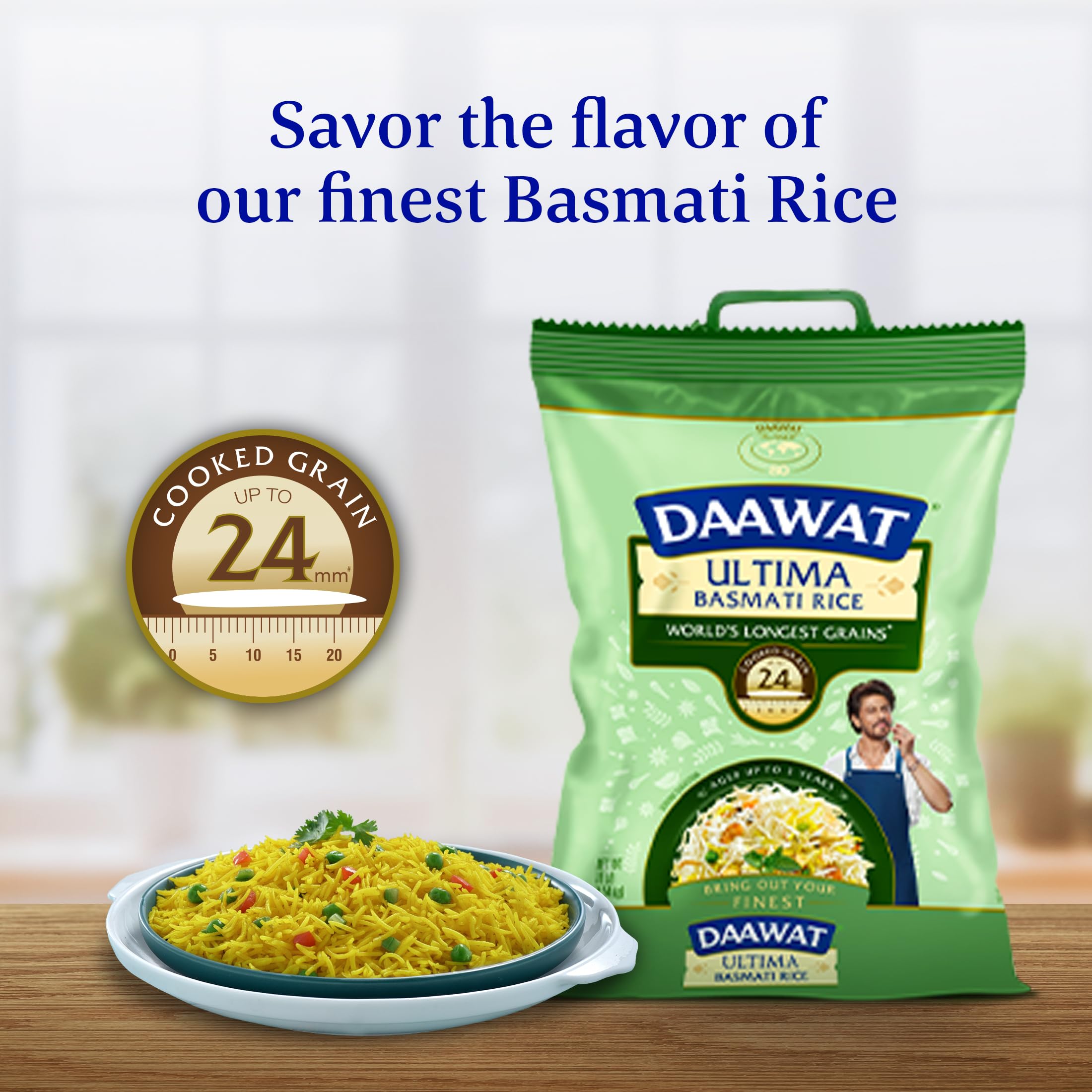DAAWAT dry extra-long grains close-up showing texture and length