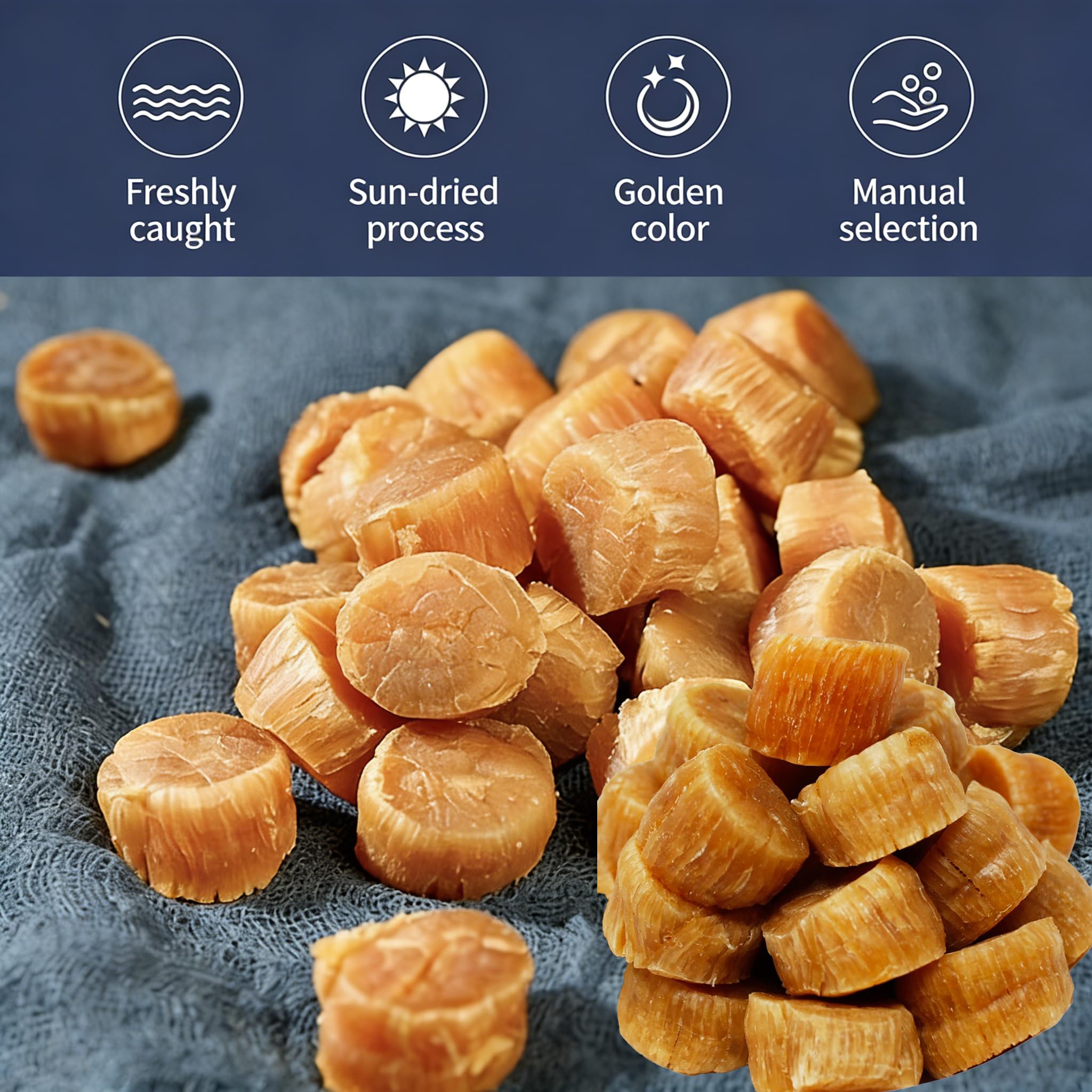 DABC OAK LAND open bag with visible scallops illustrating quantity per pack