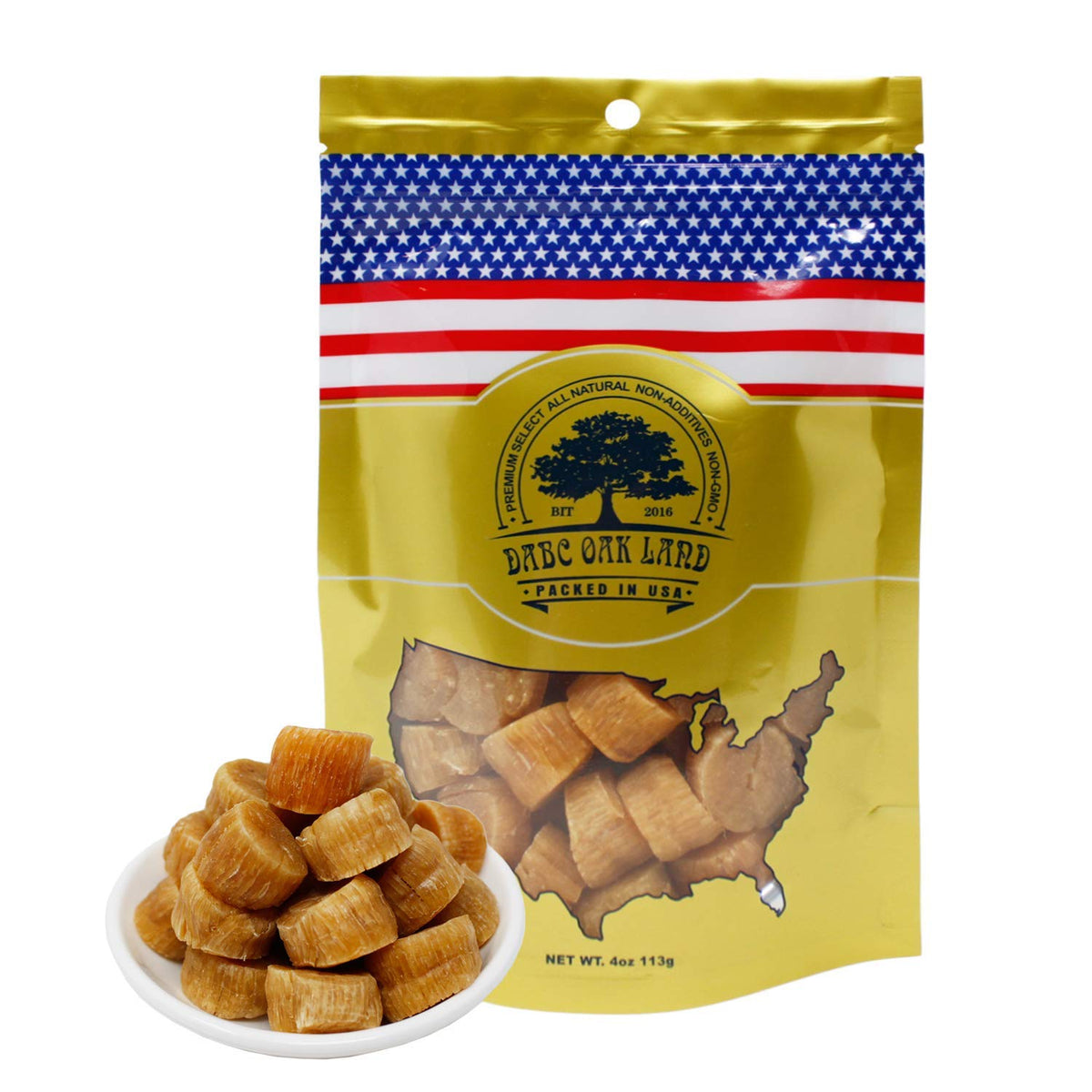 DABC OAK LAND front packaging showing 4oz bag and product clarity benefits