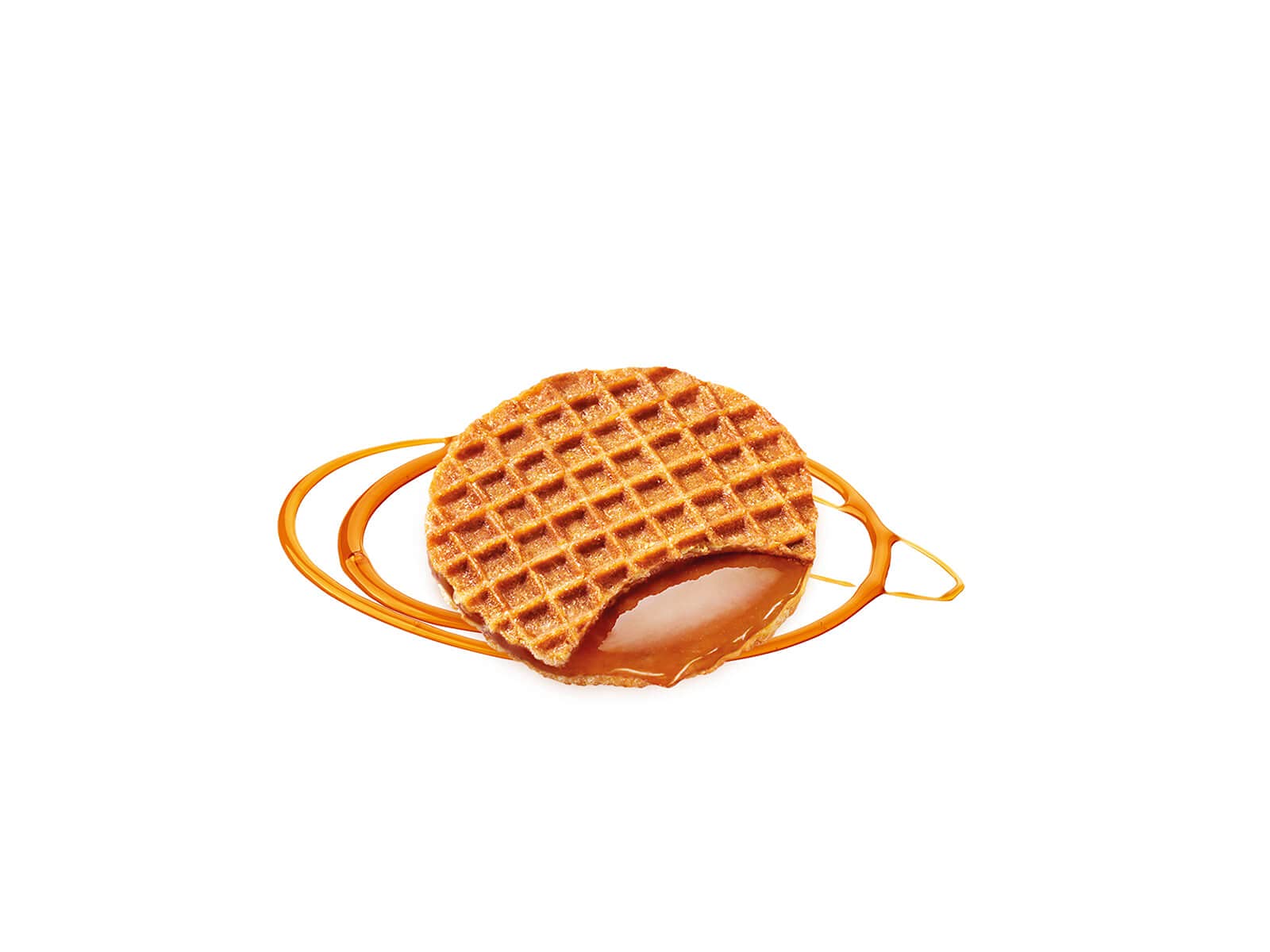 Daelmans stroopwafel warming on coffee cup steam releasing rich aroma