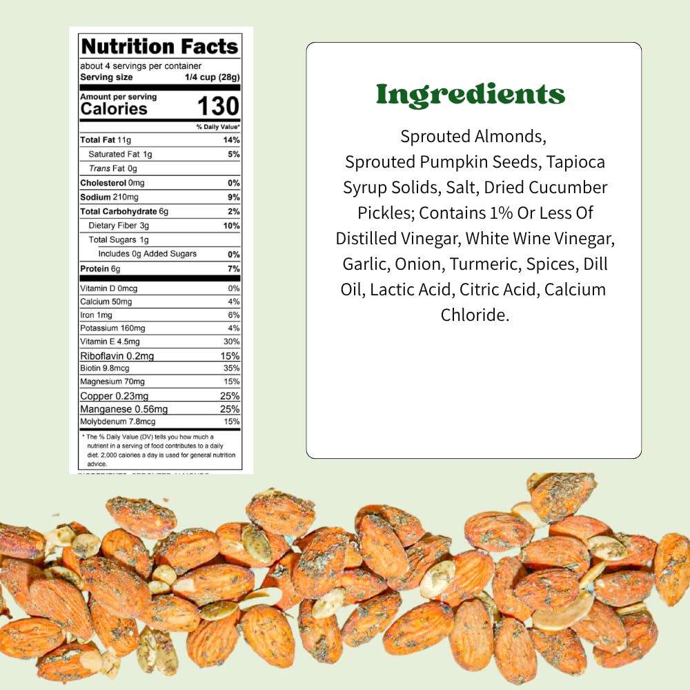 Daily Crunch close-up of sprouted almonds and pepitas texture offering light crunch benefit
