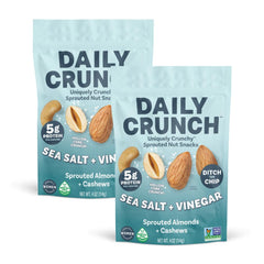 Daily Crunch front packaging sea salt vinegar showing two 4oz bags and bold label benefit