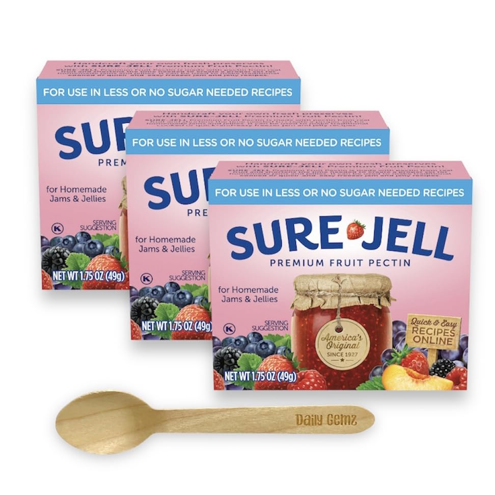 Daily Gemz Sure Jell front packaging showing three boxes and spoon for convenient use