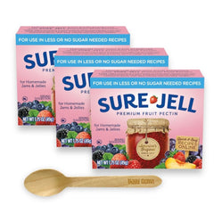 Daily Gemz Sure Jell front packaging showing three boxes and spoon for convenient use