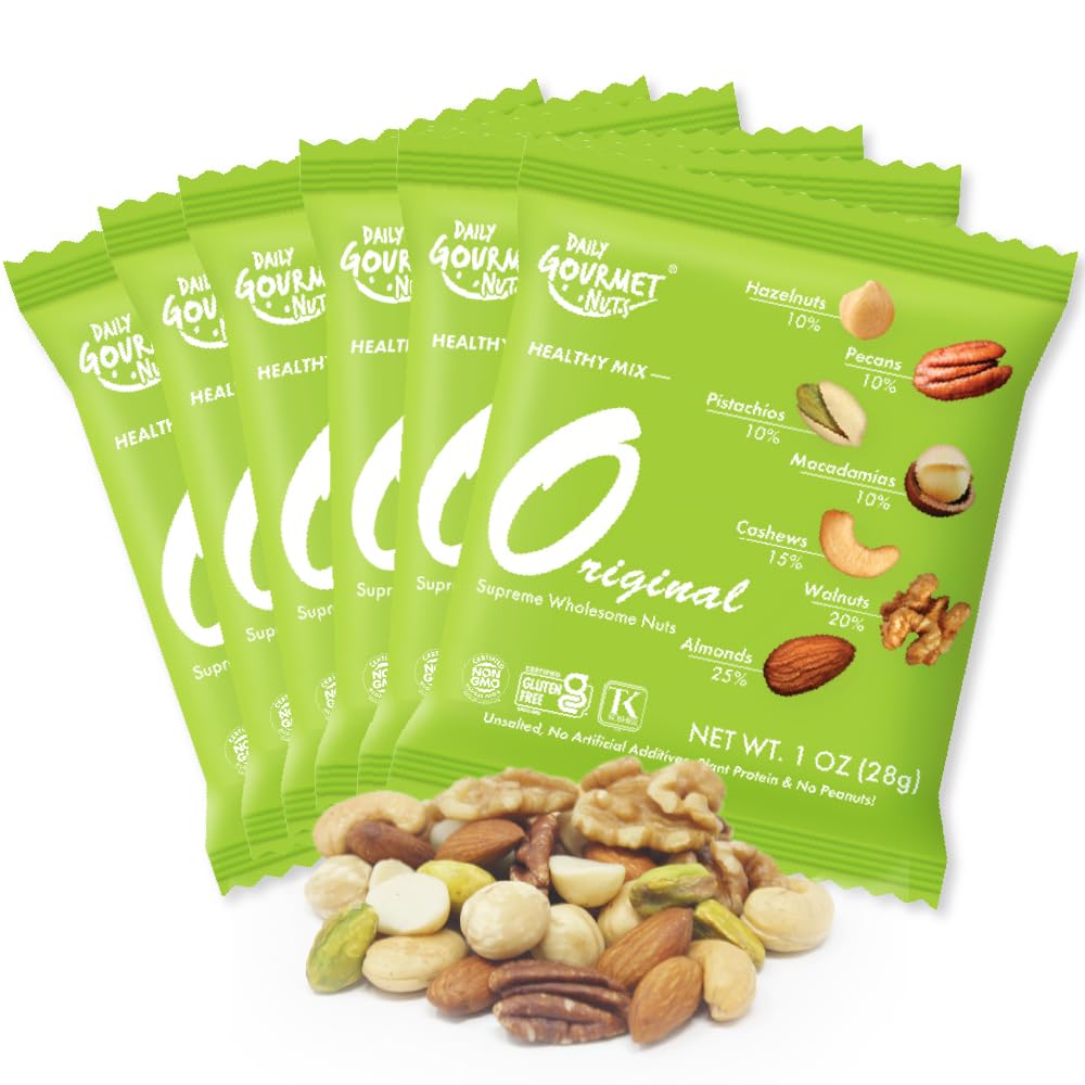 Daily Gourmet Nuts front packaging showing 48 packs and product benefits