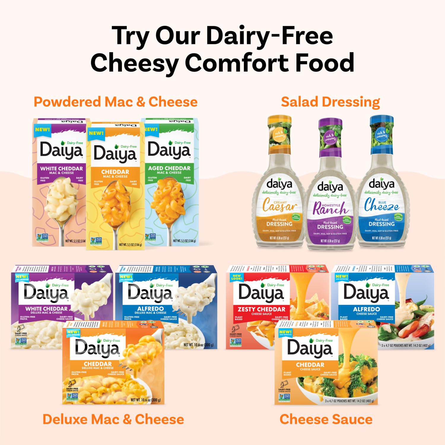 Daiya nutrition and ingredient label close-up showing allergen info