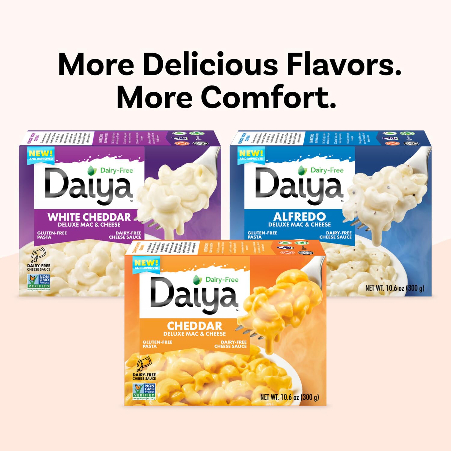 Daiya pack-of-8 next to common items for scale and meal-prep benefit