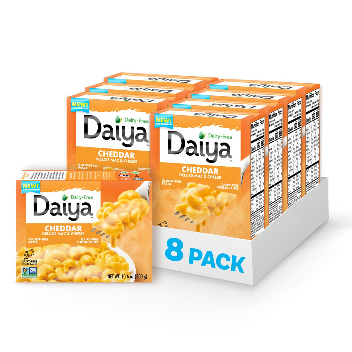 Daiya front packaging showing cheddar deluxe and plant-based label