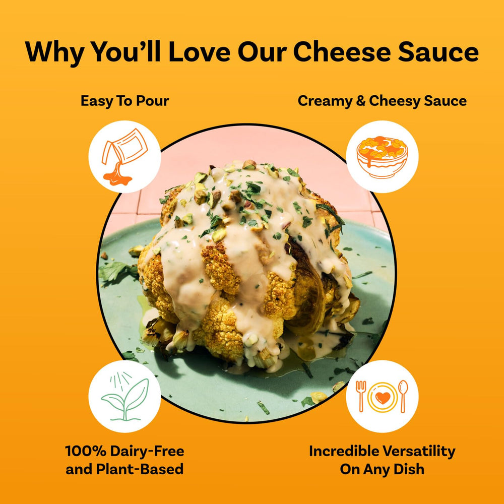Daiya sauce poured on pasta delivering creamy, flavorful topping