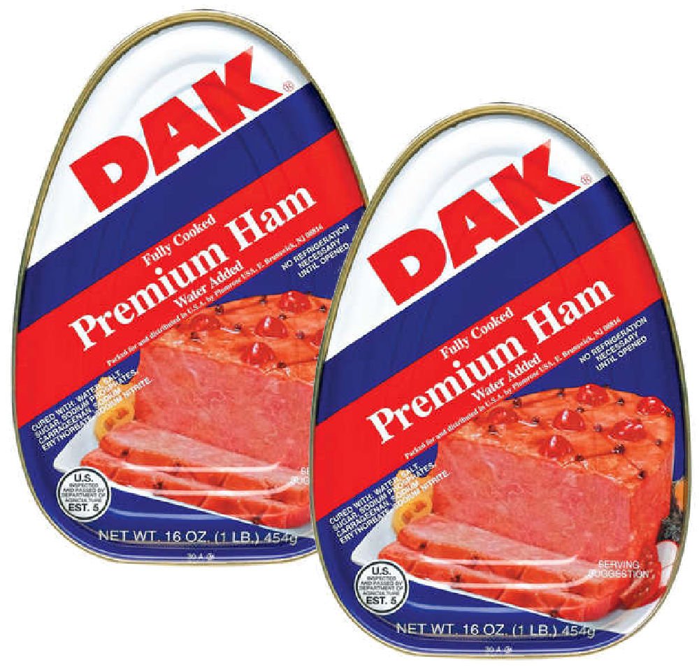 DAK canned ham in camping meal setup portable protein for outdoor trips