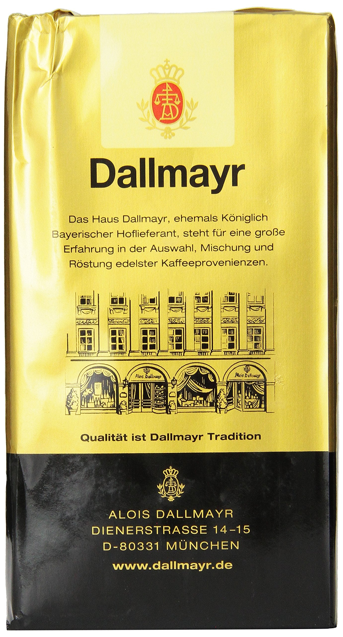 Dallmayr ground coffee granules close detail showing smooth texture for balanced extraction