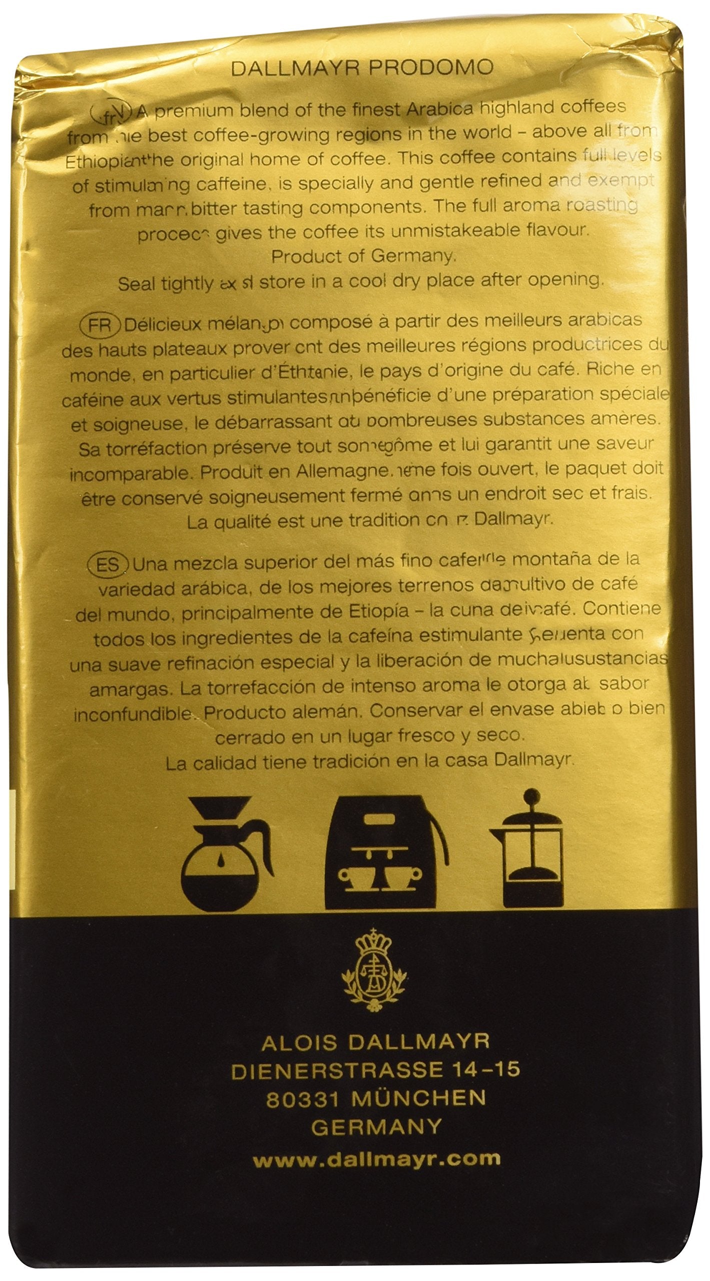 Dallmayr Prodomo brewed cup in kitchen setting, demonstrates balanced flavor and enjoyment