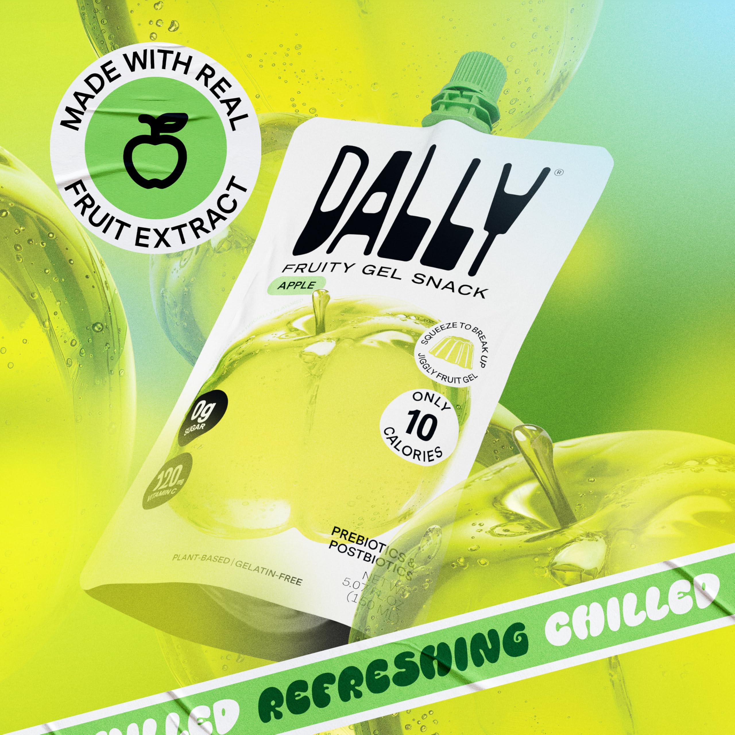 DALLY pouch held in hand to show size and portable snack benefit