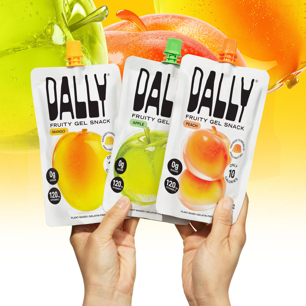 DALLY close-up of mango konjac jelly texture highlighting satisfying chew