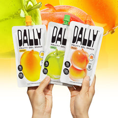 DALLY close-up of mango konjac jelly texture highlighting satisfying chew