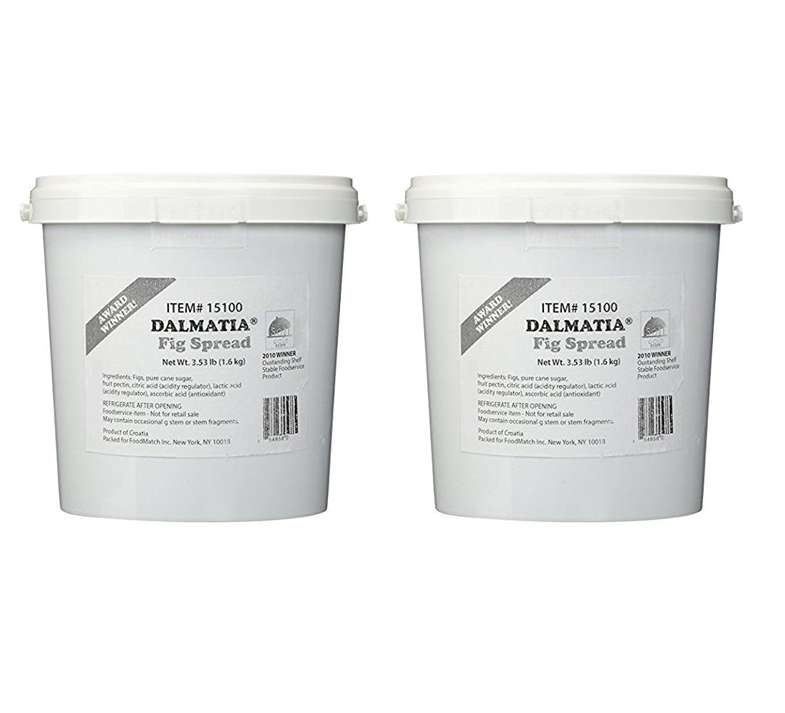 Dalmatia front packaging showing two 3.5 lb buckets and product label benefit convenience