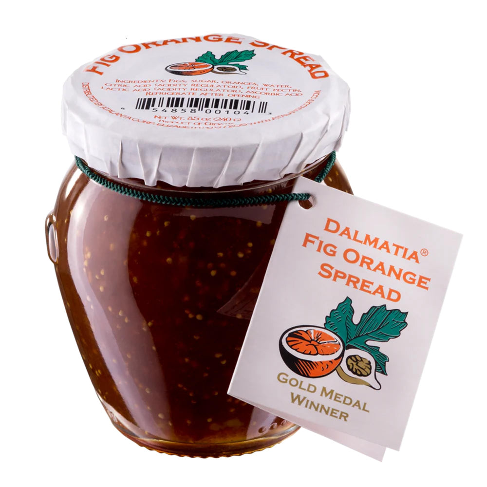 Dalmatia jar front label showing product and origin, boosts shelf appeal