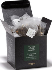 Dammann Freres front packaging showing premium jasmine green tea and sachet count