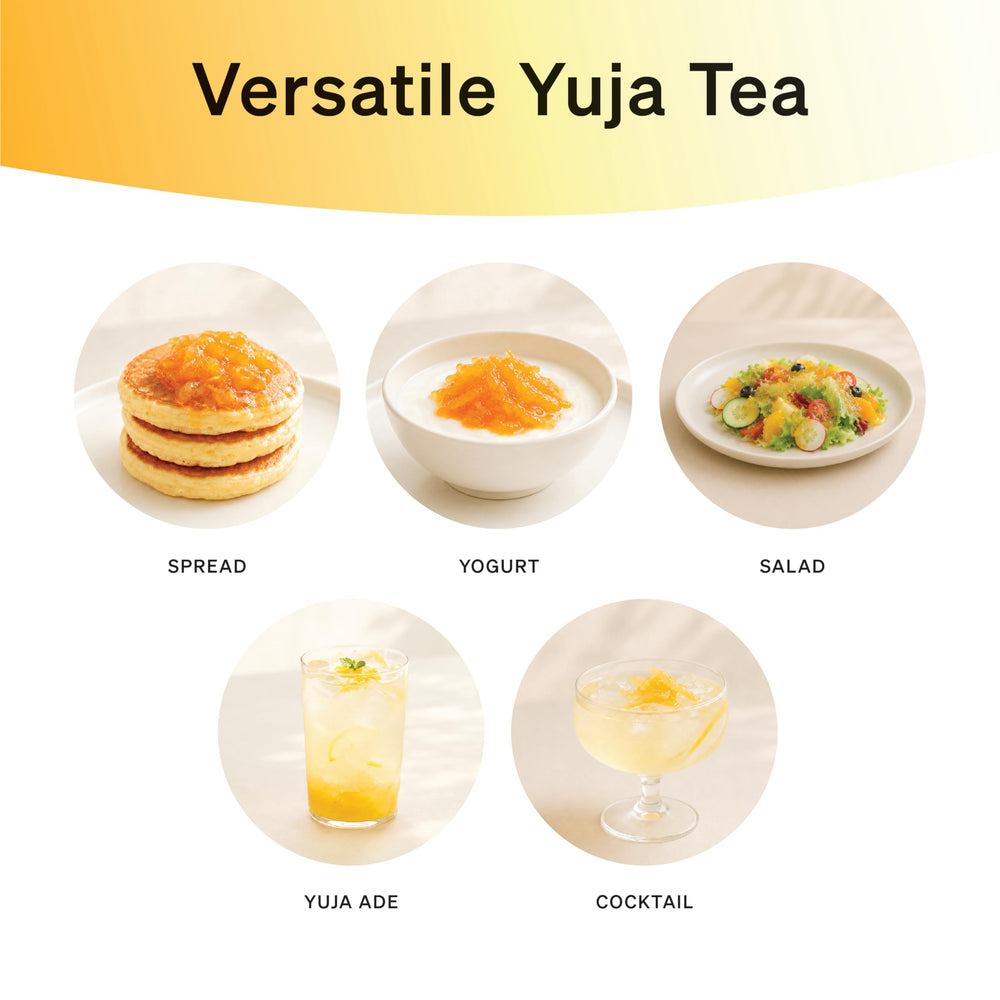 Damtuh pouring hot yuja tea emphasizing warmth and instant citrus comfort