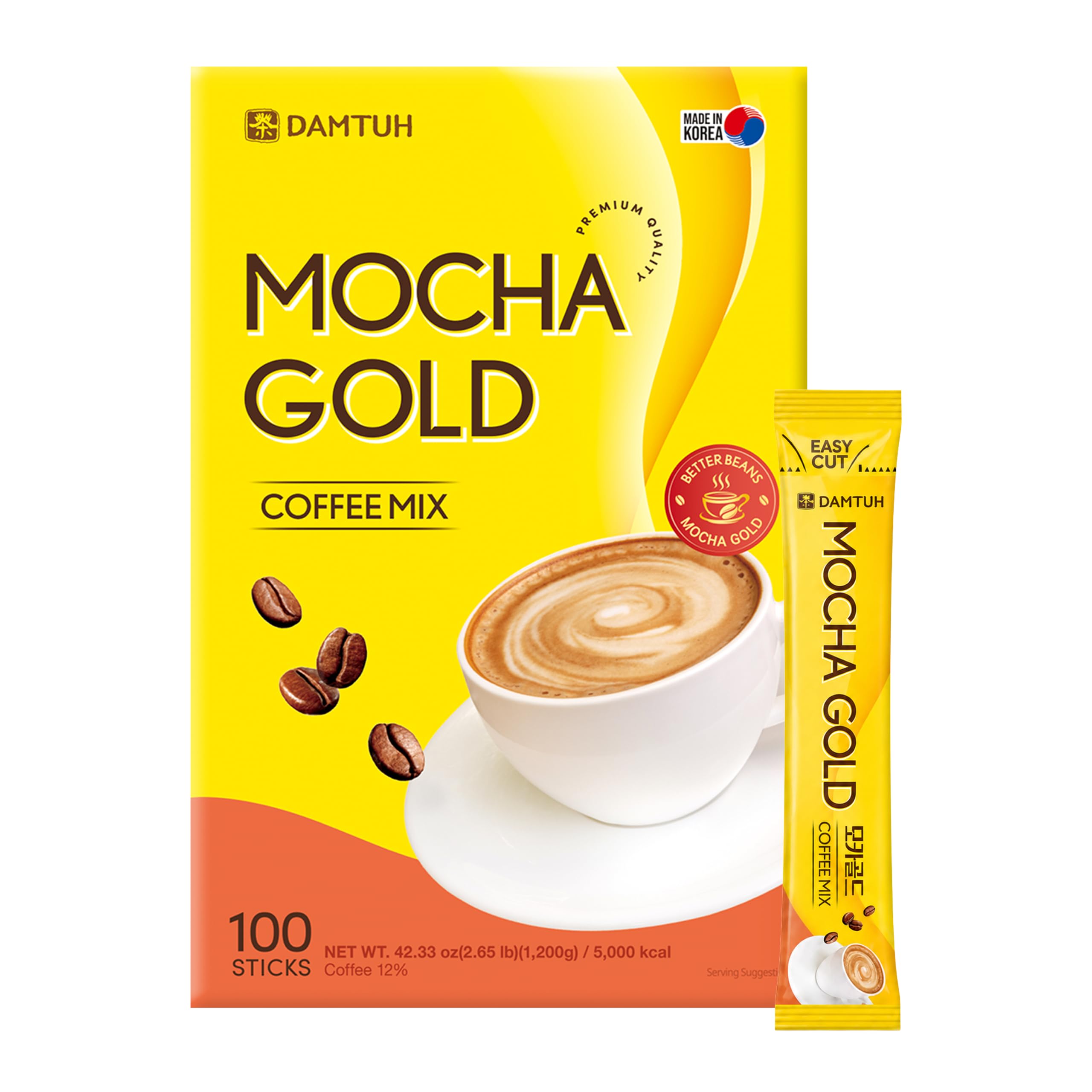 Damtuh Mocha Gold front box showing 100-count packaging and convenience