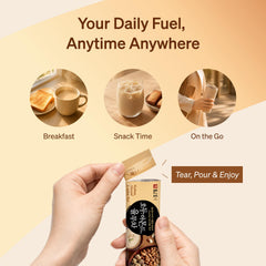 Damtuh prepared hot walnut almond adlay latte in mug, comforting warmth