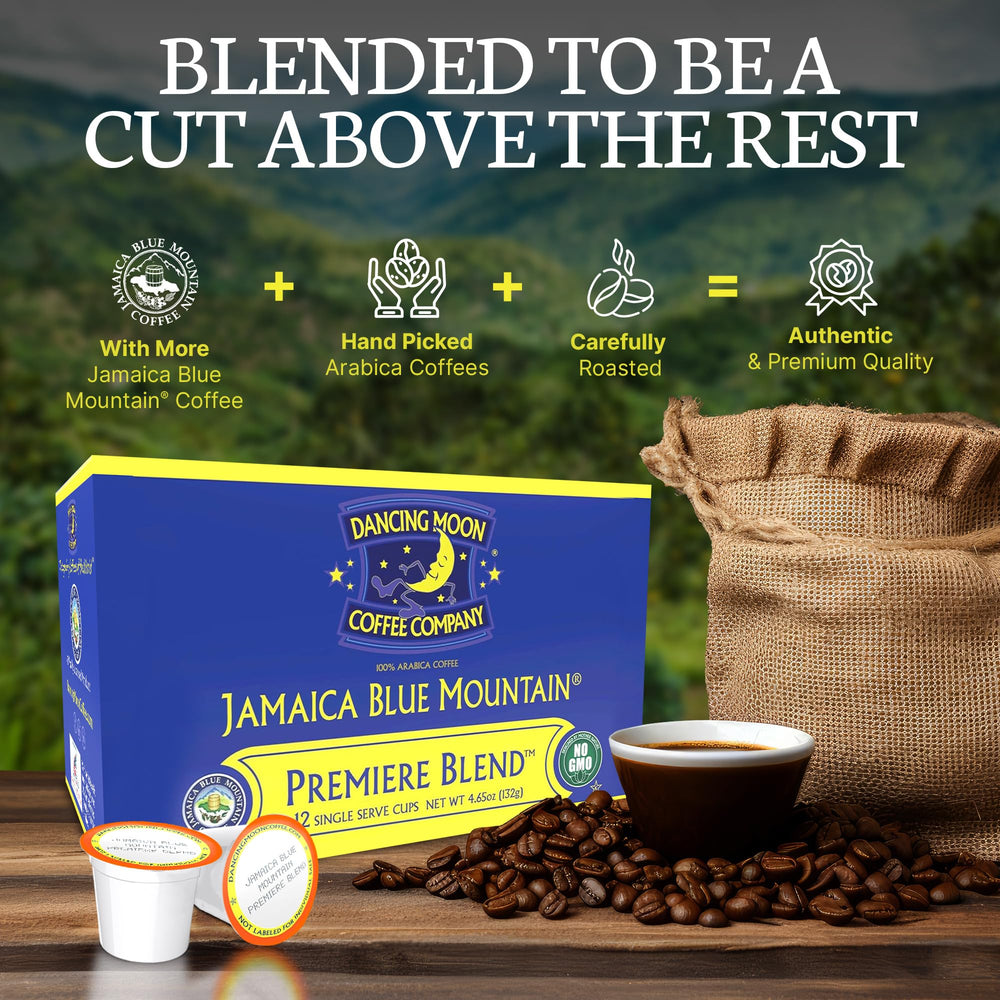 Dancing Moon brewed coffee pour highlighting crema and smooth texture benefit