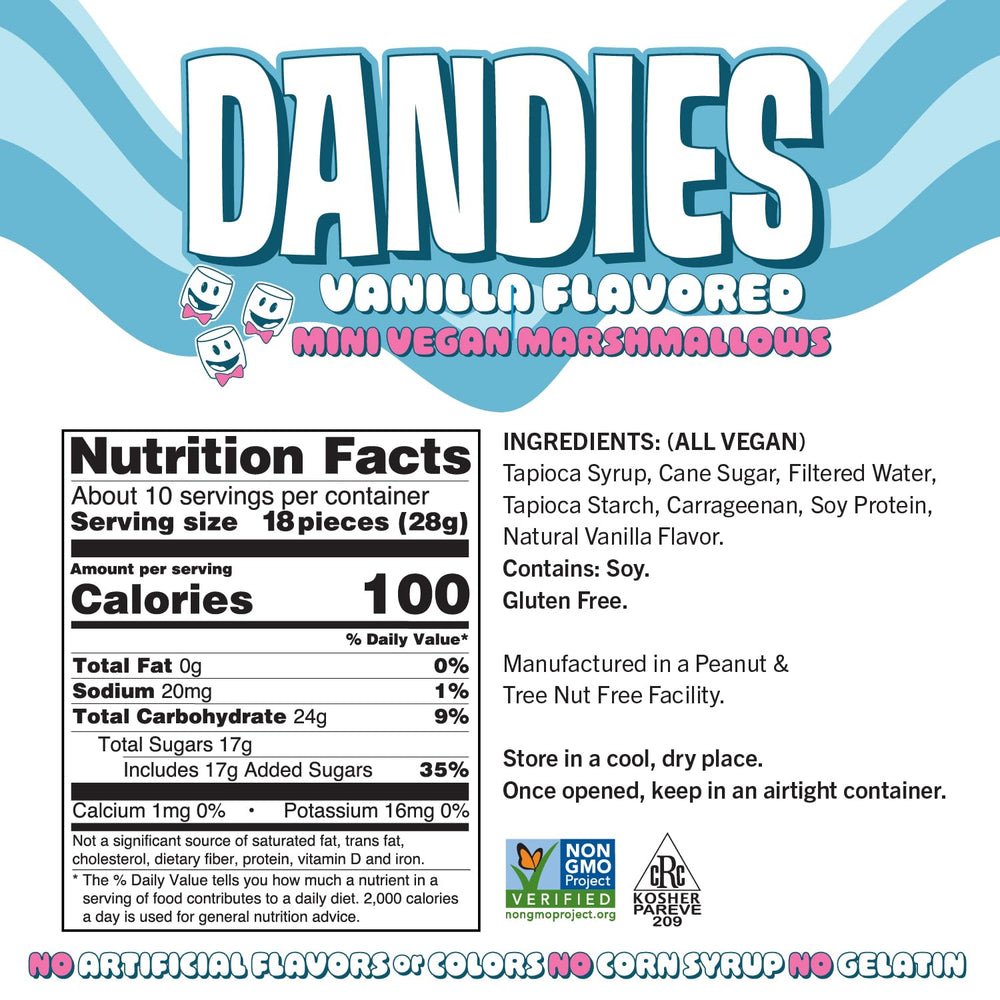 DANDIES close-up texture of mini marshmallows showing airy softness benefit