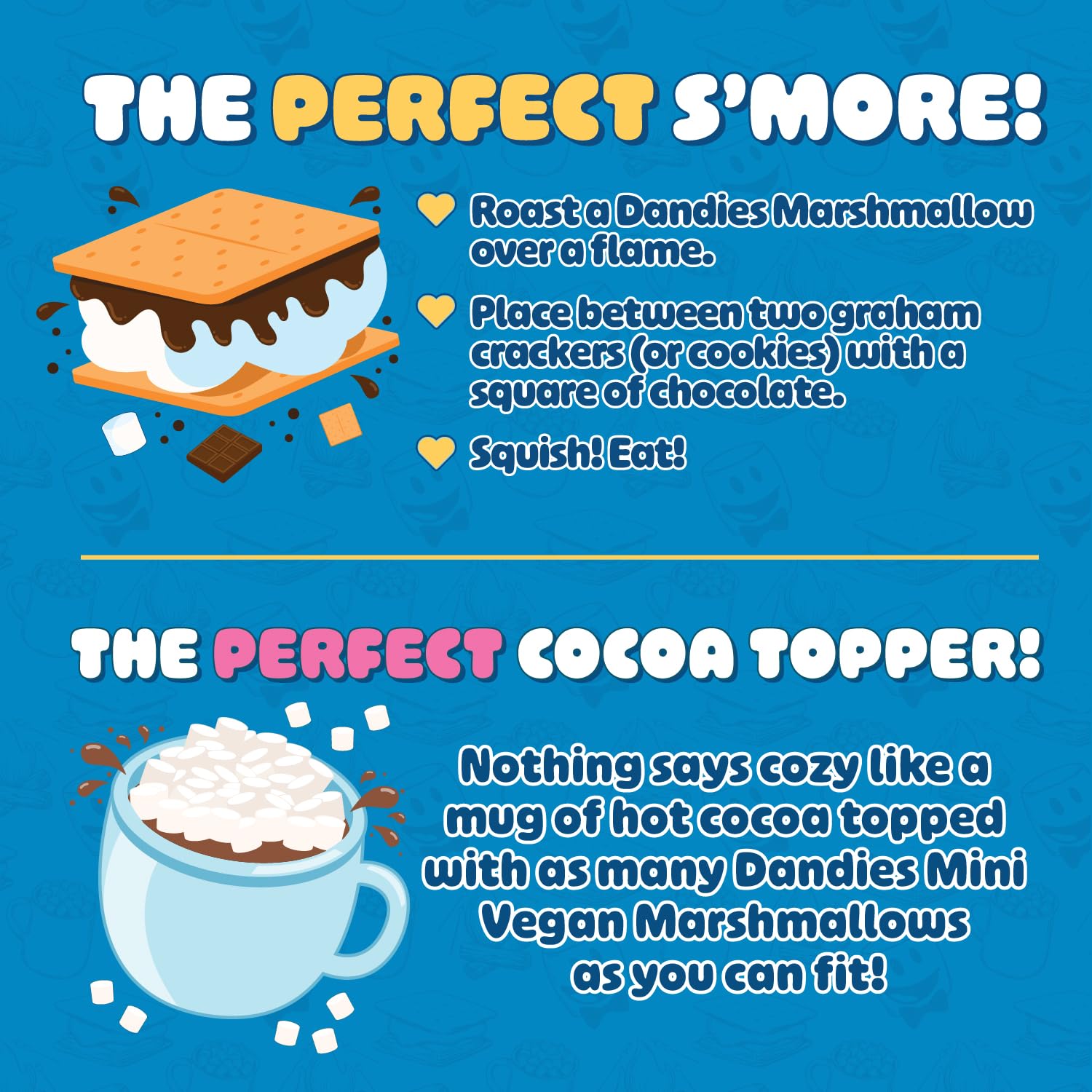 DANDIES mini marshmallows topping hot chocolate for cozy beverage boost